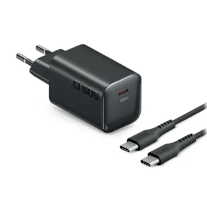 SBS Wall Charger 65W with USB-C cable, 2m, black