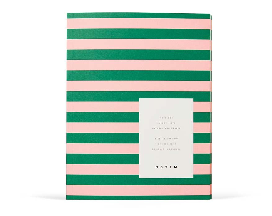 Notem Uma Flat Lay Notebook, Medium – Green & Rose